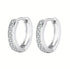 Elegant 14K White Gold Plated Paved Cubic Zirconia Men Women Huggie Hoop Earring